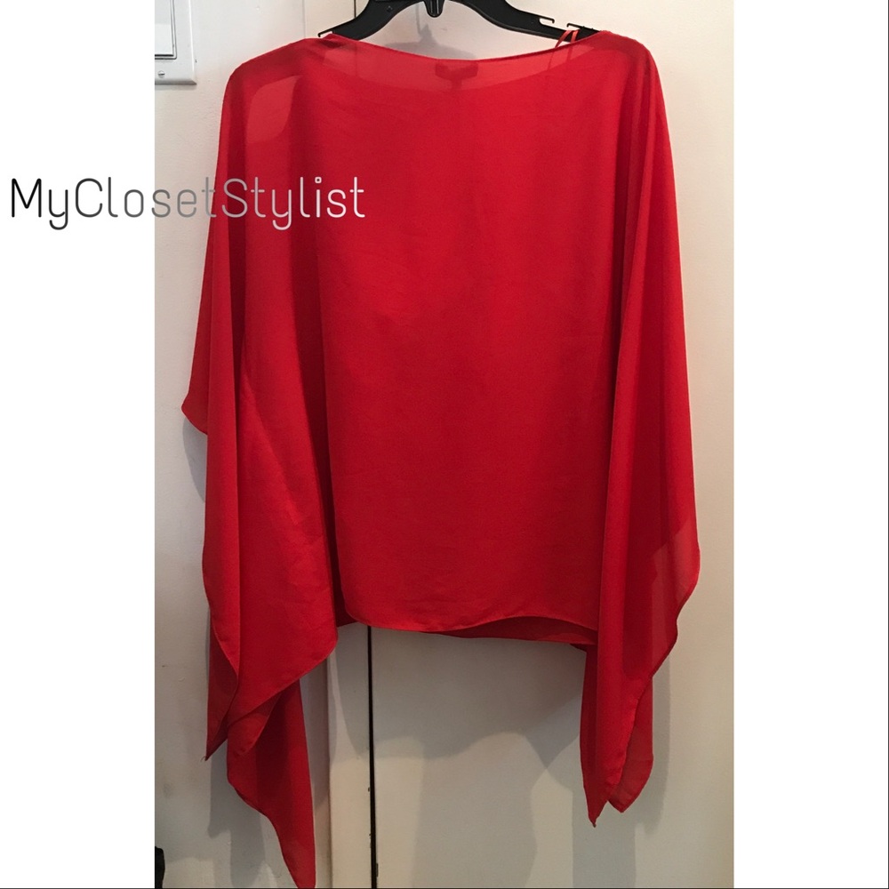 NWT! Vince Camuto RED HOT Cape Top! Long Sleeves Poncho OS - Picture 3 of 8